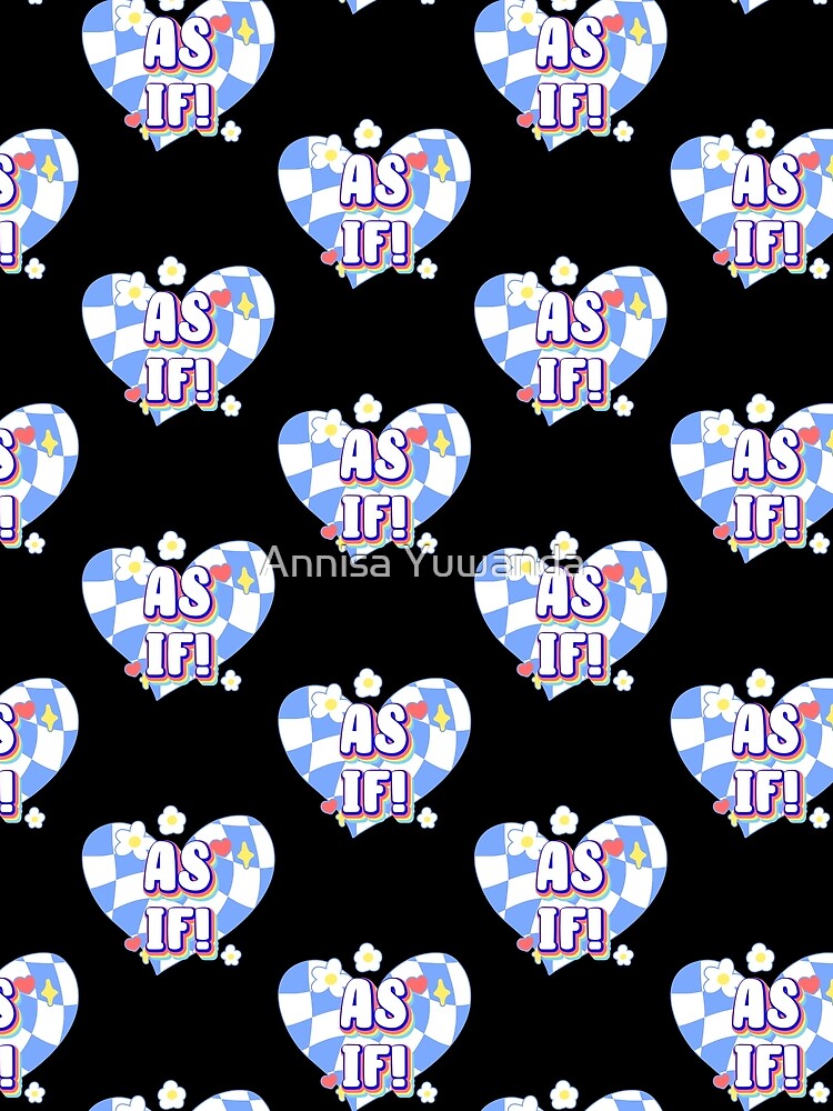 As If! Retro 90s Y2K Slang Quotes Twisted / Warp Checkered Box Pattern Heart by Annisa Yuwanda