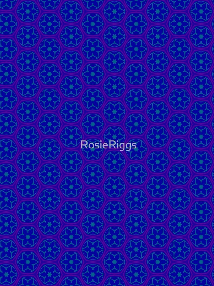 Blue and Pink Kaleidoscope Repeating Flowers by RosieRiggs