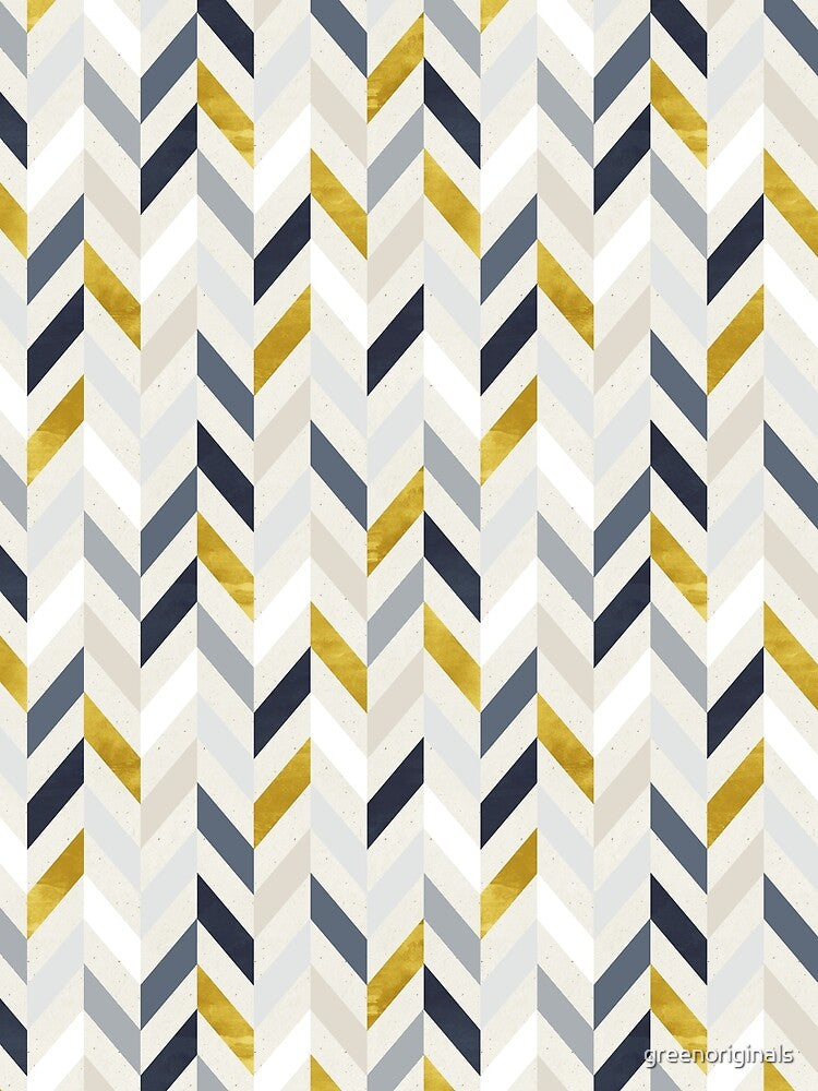 Modern Chevron in Blue and Gold by greenoriginals