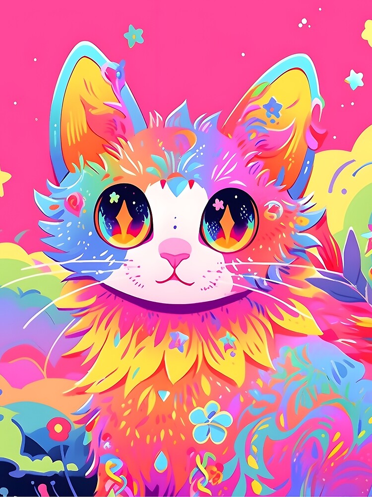 Y2K Aesthetic - Radiant Rainbow Purr-fection by Cosmic-Canvases