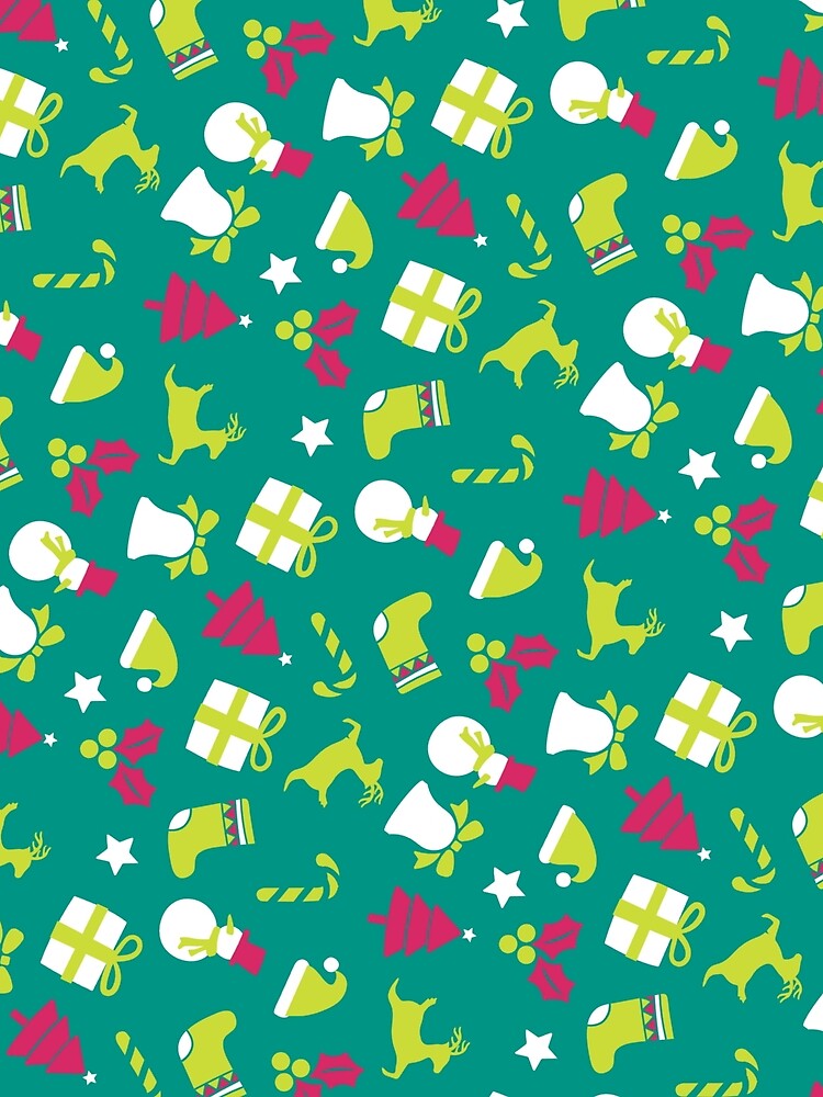 Cute Colorful Christmas Pattern - Green by pugmom4