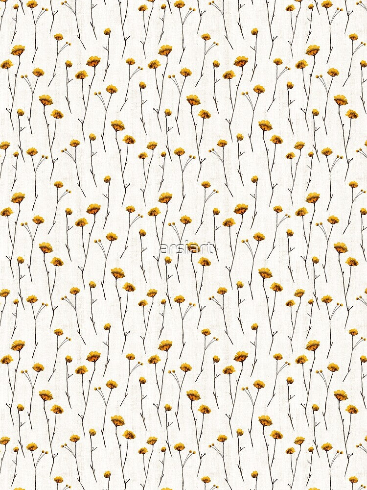 Wildflowers Neutral watercolor linen flowers. Botanical midsummer.  Design #1154. by arsiart