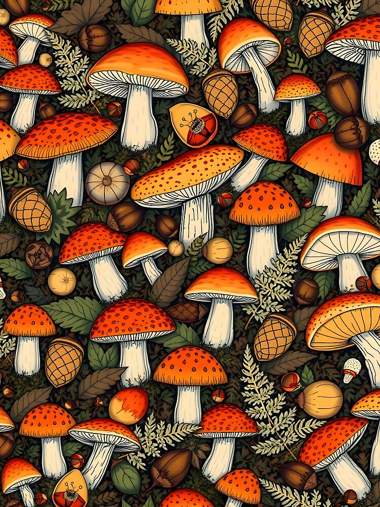 Enchanted Forest Mushroom Pattern by LuminaArtRO
