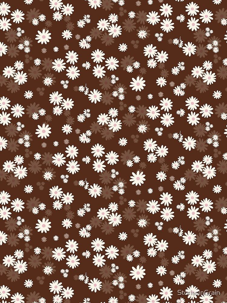 Retro Brown Daisy Floral Seamless Pattern by StoriesInGrain