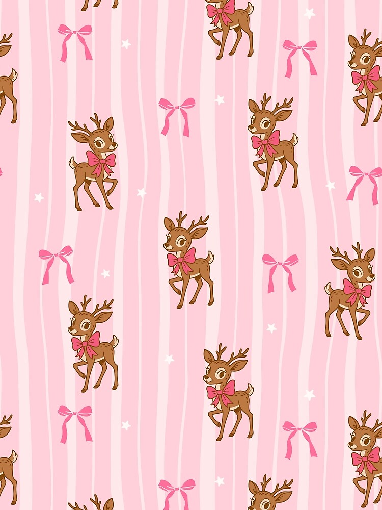 Cute Pink Reindeer Christmas Pattern by FOFANOS28