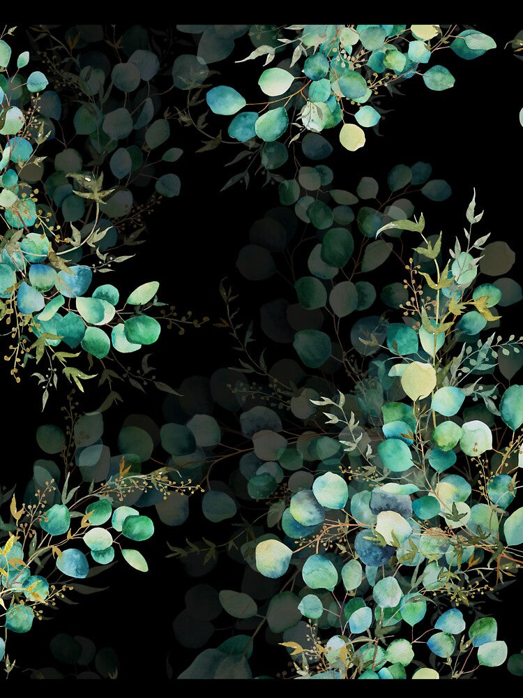 Seamless print of green eucalyptus watercolor leaves by Createssy