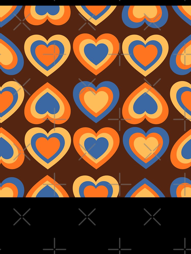 Groovy Retro Heart Seamless Pattern - 70s Vintage Love Aesthetic by Niji Hibana