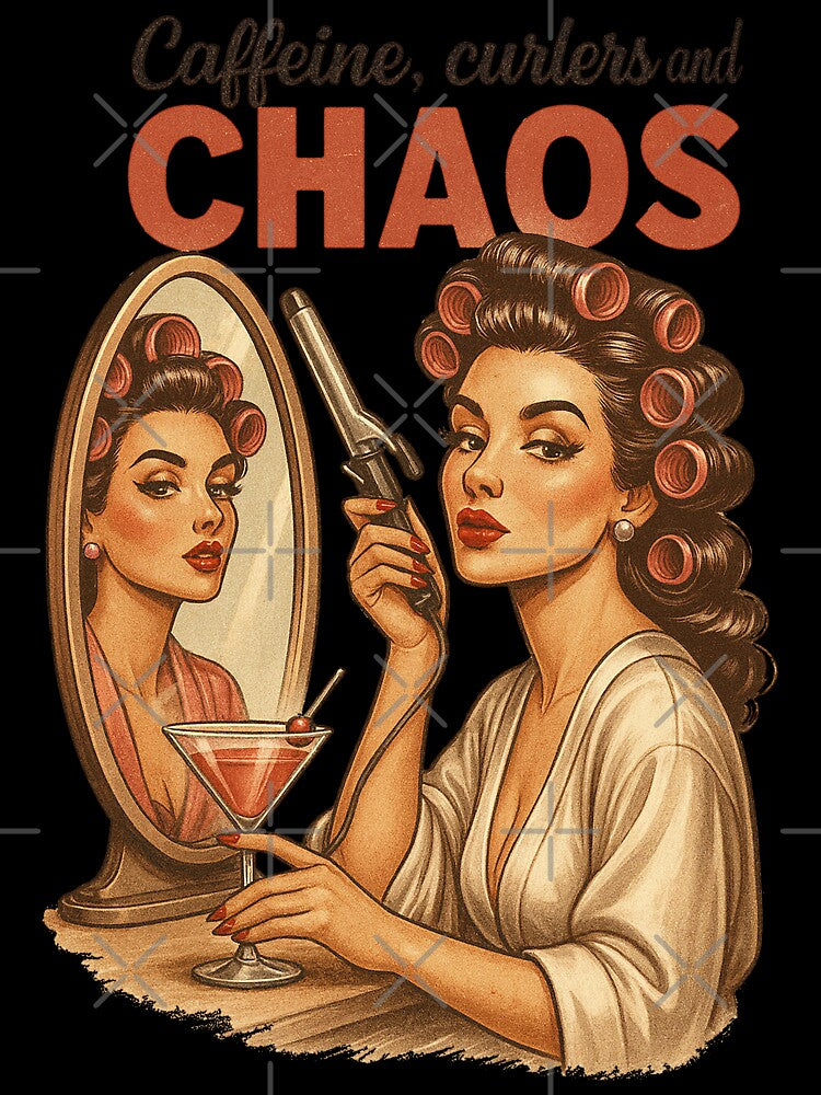 Funny Retro Caffeine Curlers and Chaos by legendaryskins