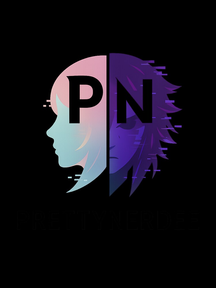 PrettyNerdee Glitchpunk Split Face Logo – Vaporwave Cyberpunk Anime Aesthetic by PrettyNerdee