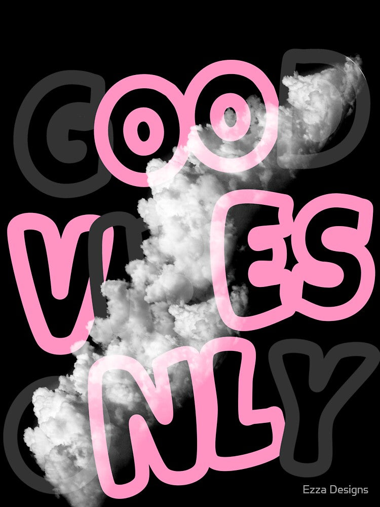 Pink Good Vibes Only Aesthetic Typography by Ezza Designs