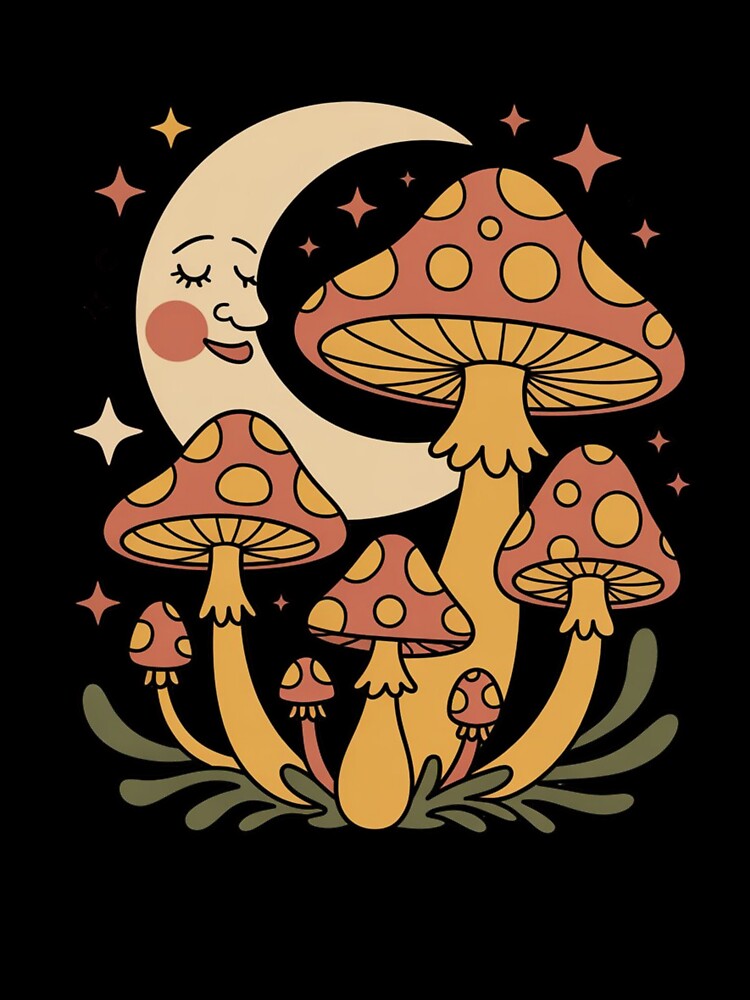 Retro Moon Mushroom Garden by zazzink