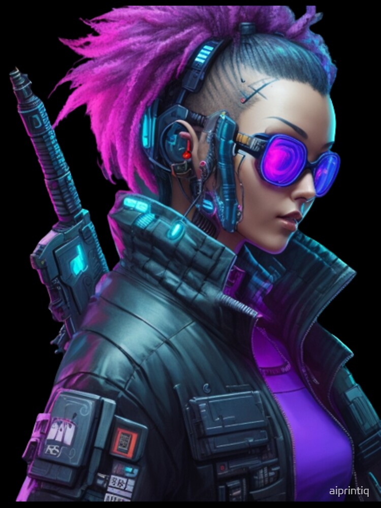Cyberpunk Woman - Sci-Fi Character Art Print by aiprintiq