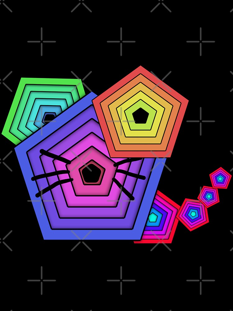 Pentagonal Purr: Overlapping Cat with Tail by EnjoYarty