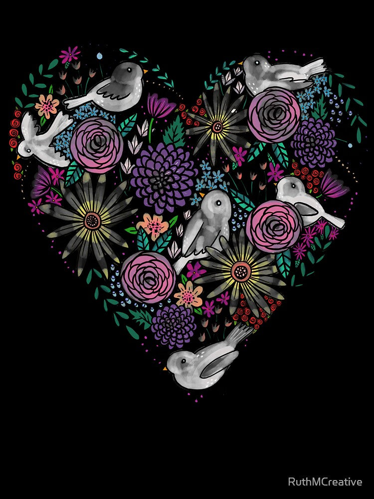 Flowers, Birds & A Heart by RuthMCreative