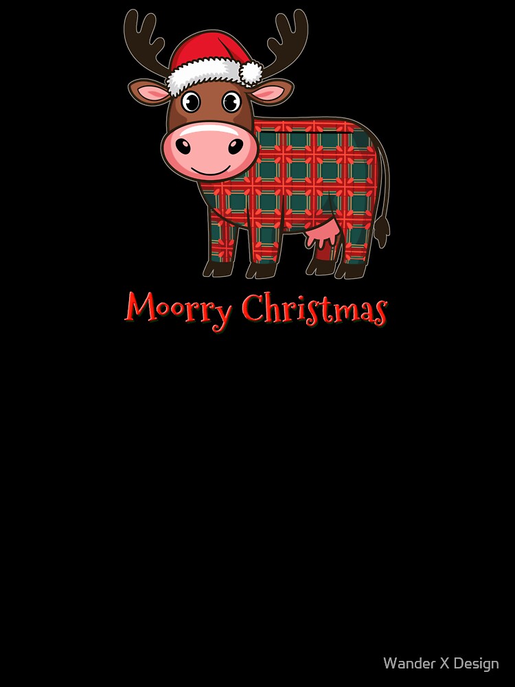 "MOORRY CHRISTMAS" Christmas Plaid Cow by Wander X Design