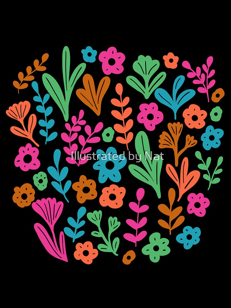 Folk ditsy colorful flower pattern by Illustrated by Nat