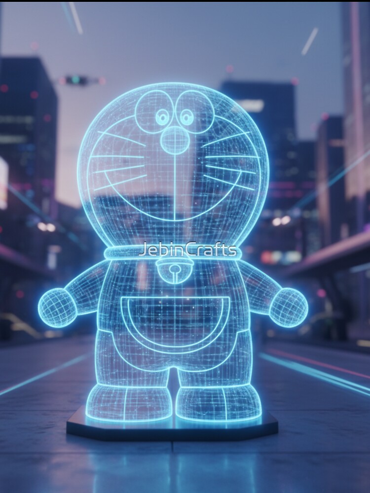 Neon Holographic Doremon by JebinCrafts