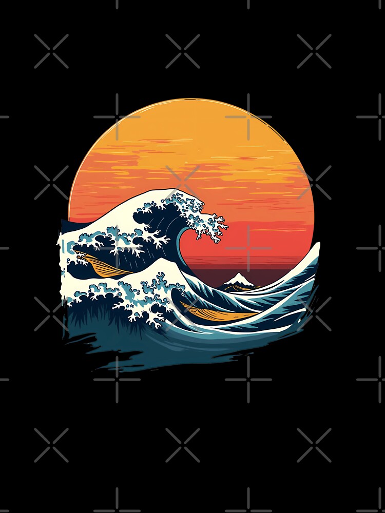 Retro Wave Design: Bold 70s Lines in Orange and Mustard by VibeTCreations