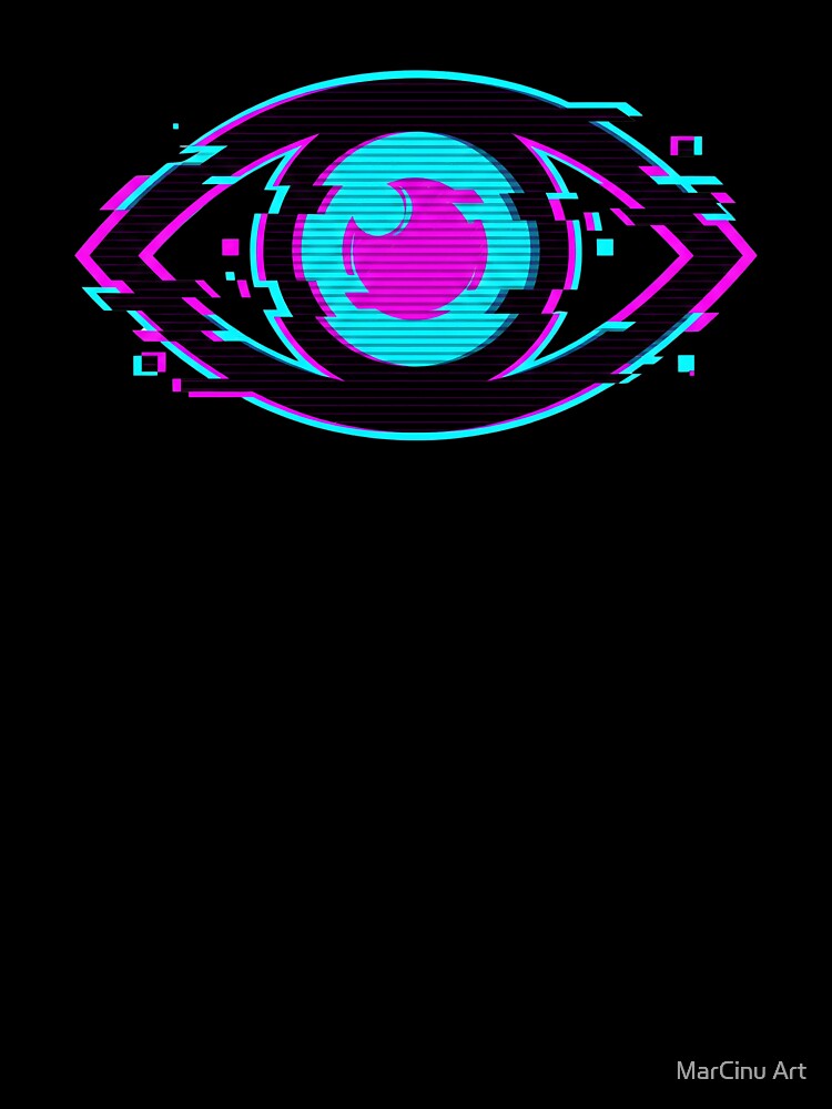 Cyberpunk Glitch Eye Neon Surveillance 2026 by MarCinu Art