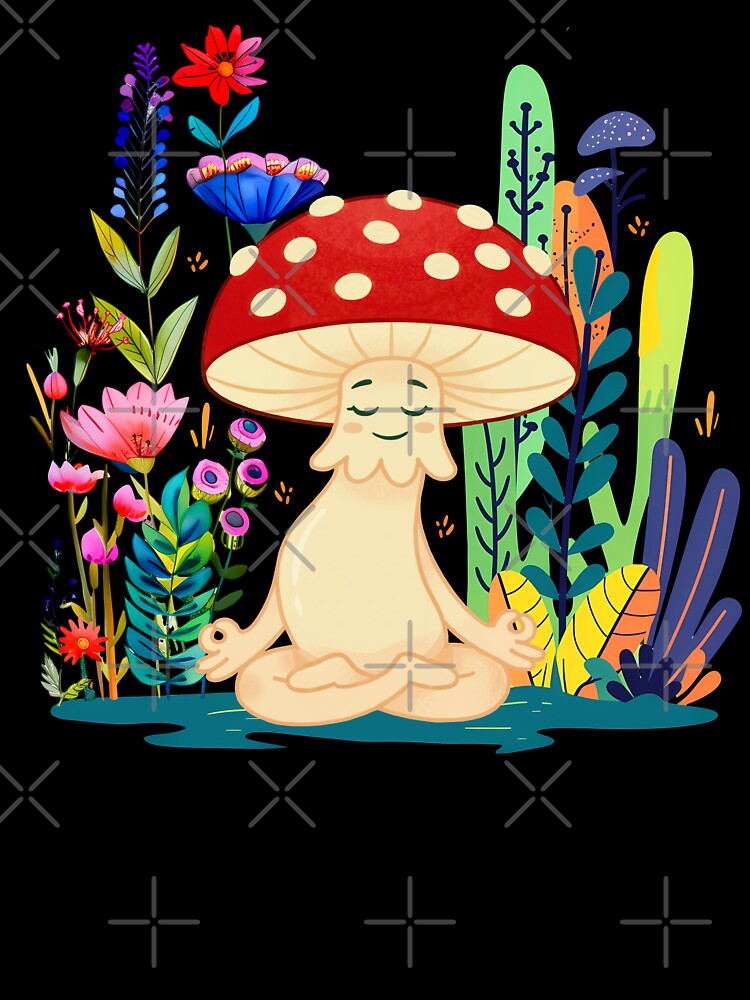 Cute Yoga Mushroom - Meditating mushroom by MoSaid