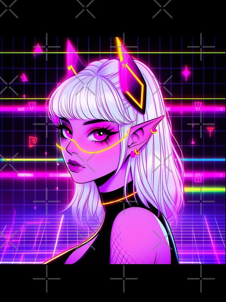 Cute Digital Neon Anime Girl by bubblegoth