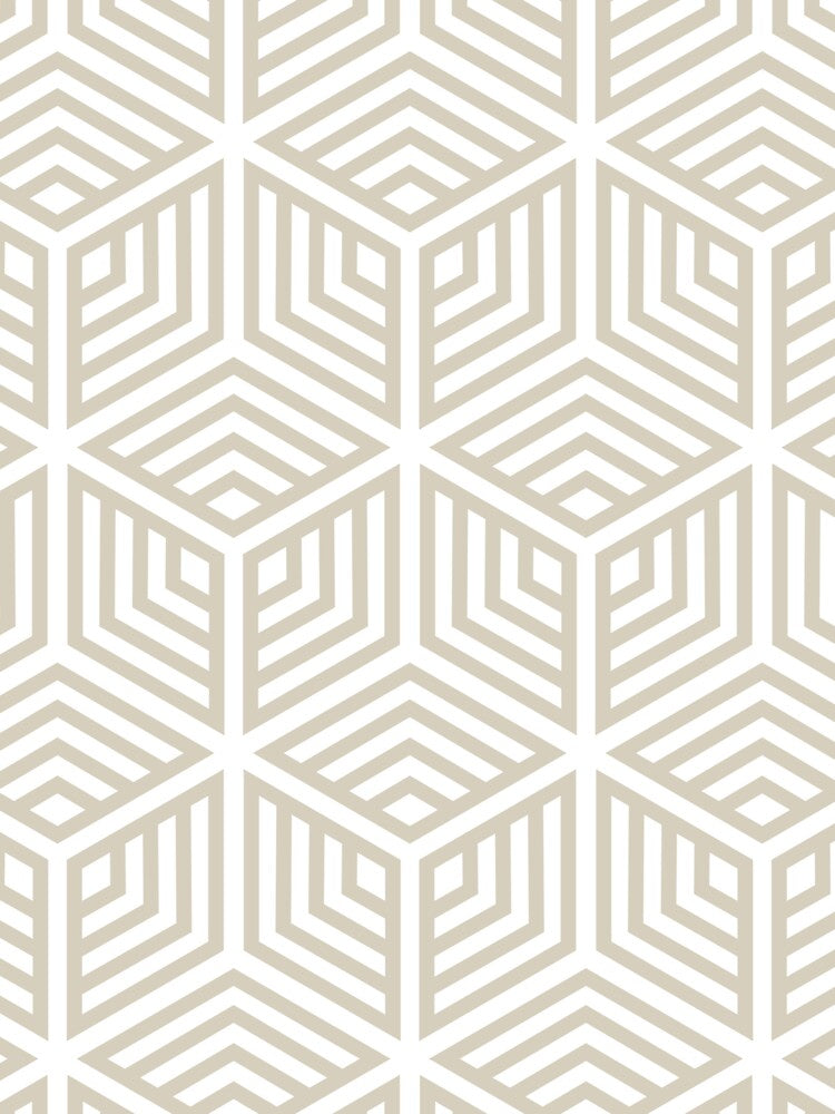 Tan and White Striped Cube Geometric Pattern Pairs DE 2022 Popular Color Doric White DET641 by ColorOfTheYears