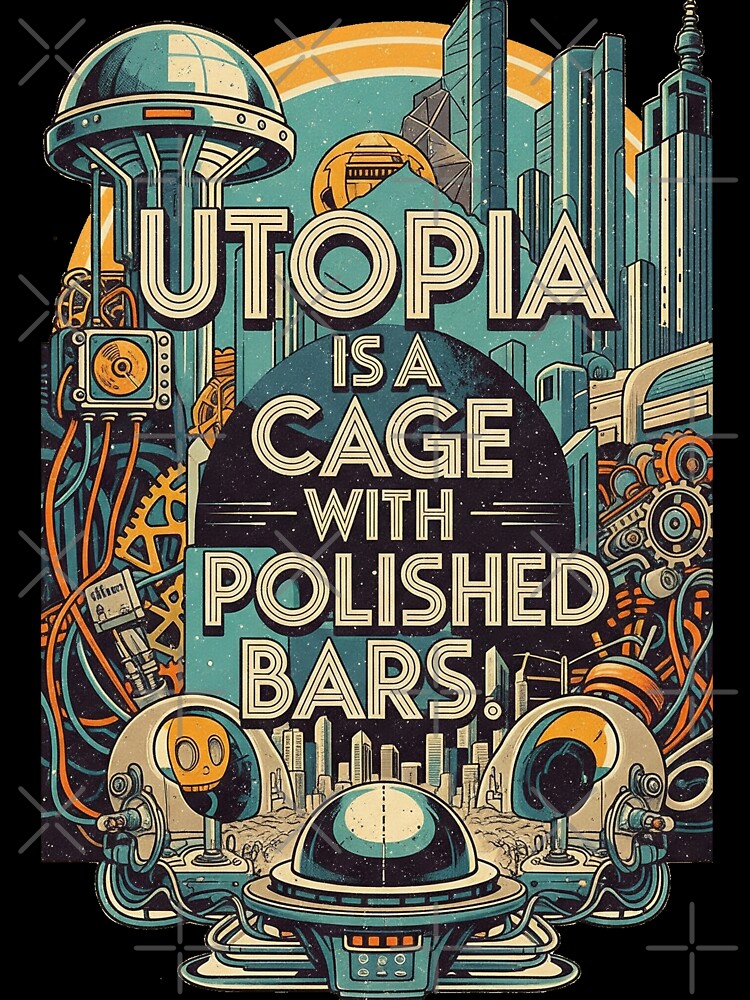 Название: "Utopia is a Cage with Polished Bars" World Without Flaws Dystopian Quote by Elizarfa