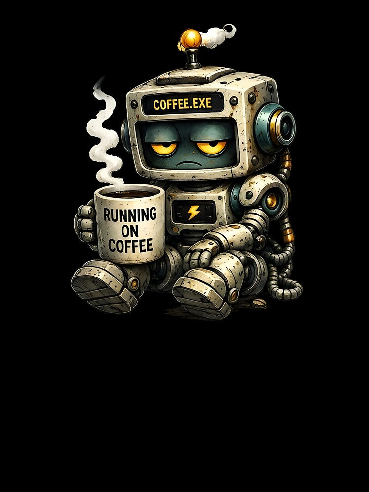 Funny Grumpy Robot Coffee Humor by RustyBot