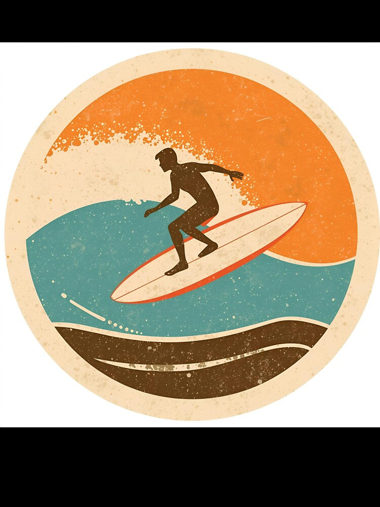 Vintage Surfing Scene by MonishArt
