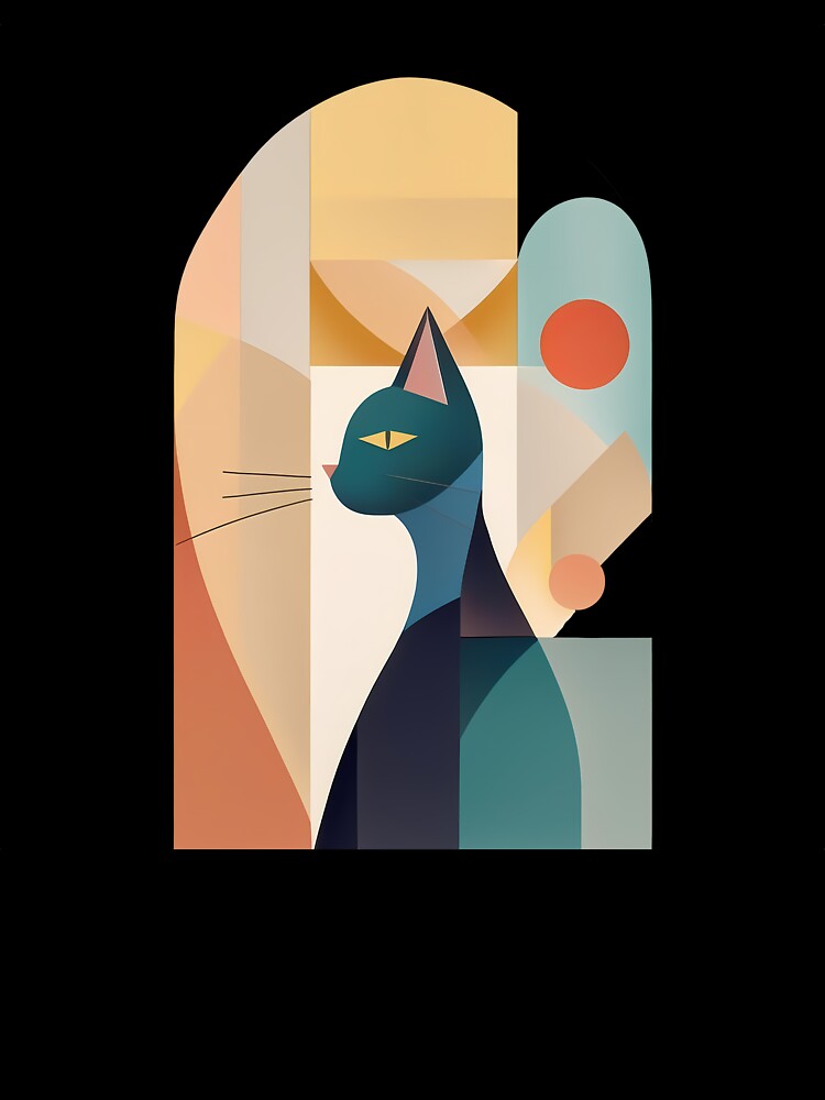 Cat as Bauhaus Style Pastel Art by OzzFrequency