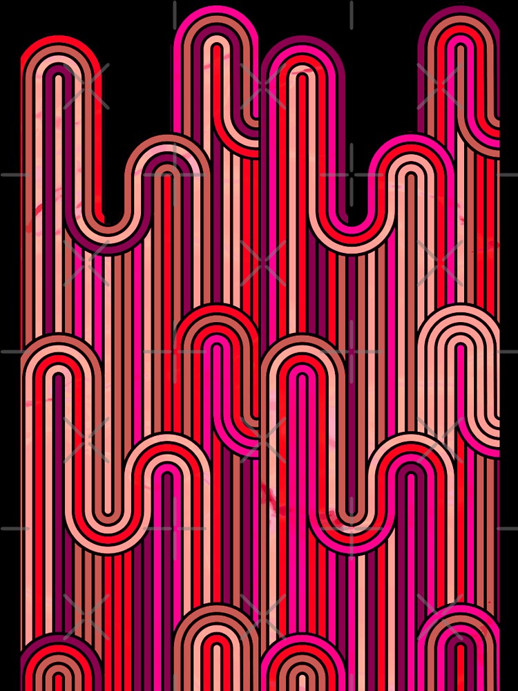 Retro Wavy Stripes - Orange Pink by SilverPegasus