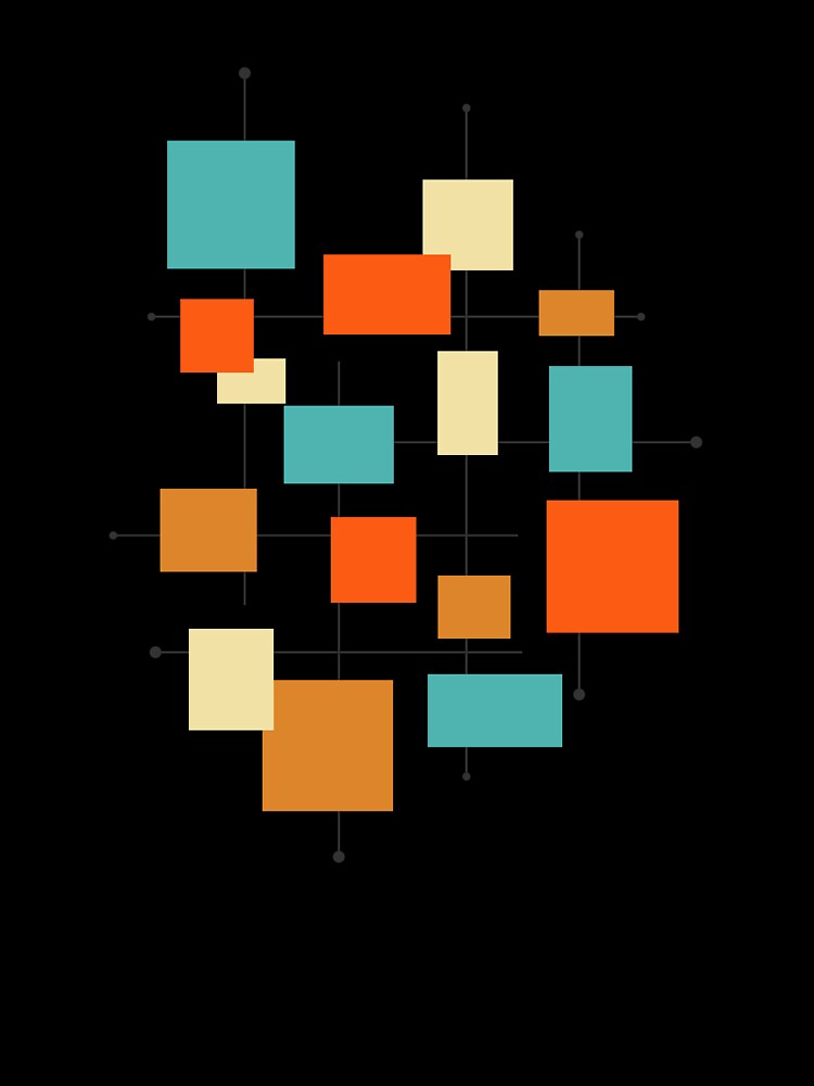 Colorful Geometric Squares Lines Mid Century Modern Retro by Orchard Berry