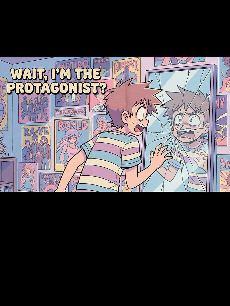 Wait I'm The Protagonist - Retro Anime Meta Quote by Midnight Replay