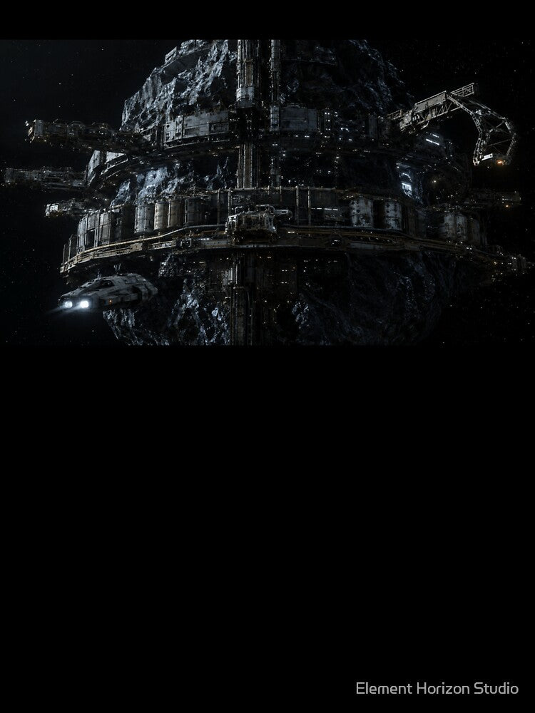 Abandoned Asteroid Mining Station in Deep Space | Industrial Sci-Fi Space Outpost Wall Art by Element Horizon Studio