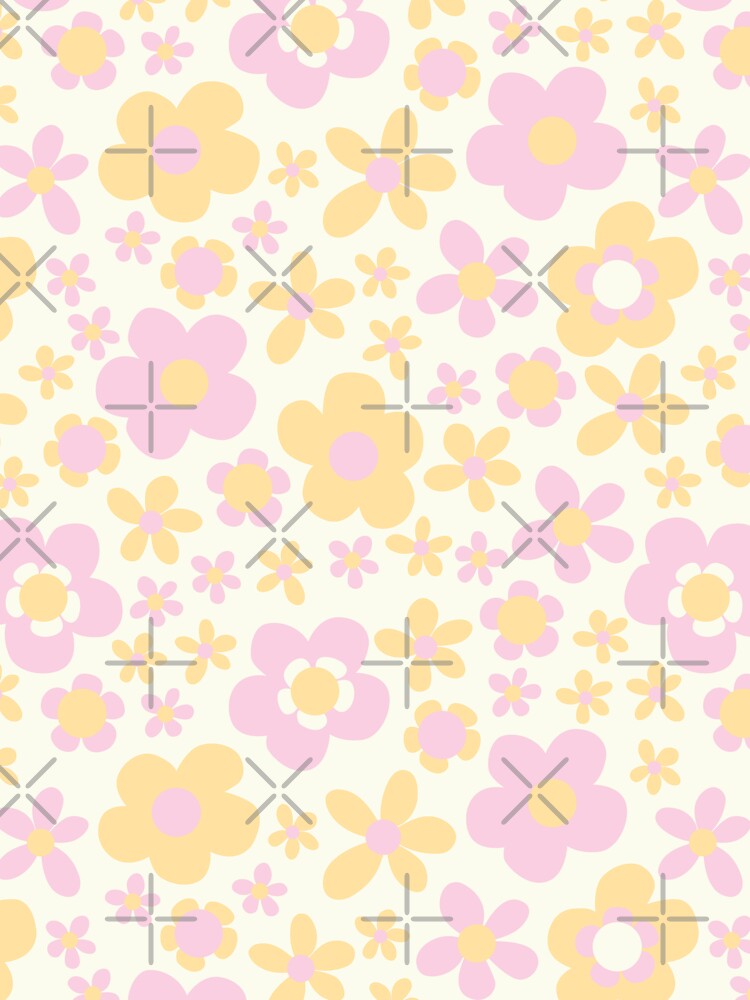 PASTEL PINK AND PEACH BOHO RETRO FLOWERS by blomastudios
