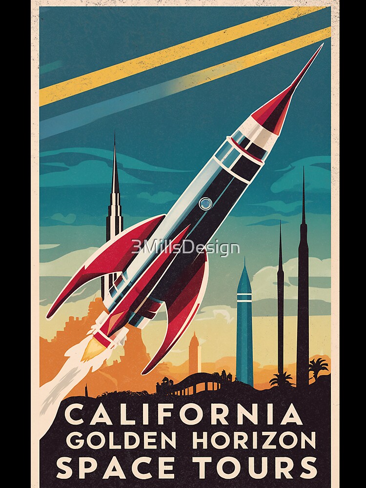 California Golden Horizon Space Tours – Retro Vintage Distressed by 3MillsDesign