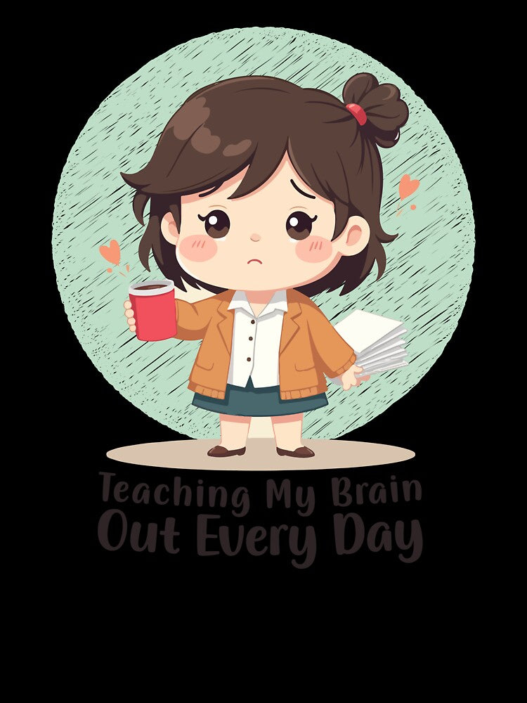 Teaching My Brain Out Every Day Tired Teacher Cartoon Shirt – Funny Teacher Life T-Shirt by Design-Pro-21