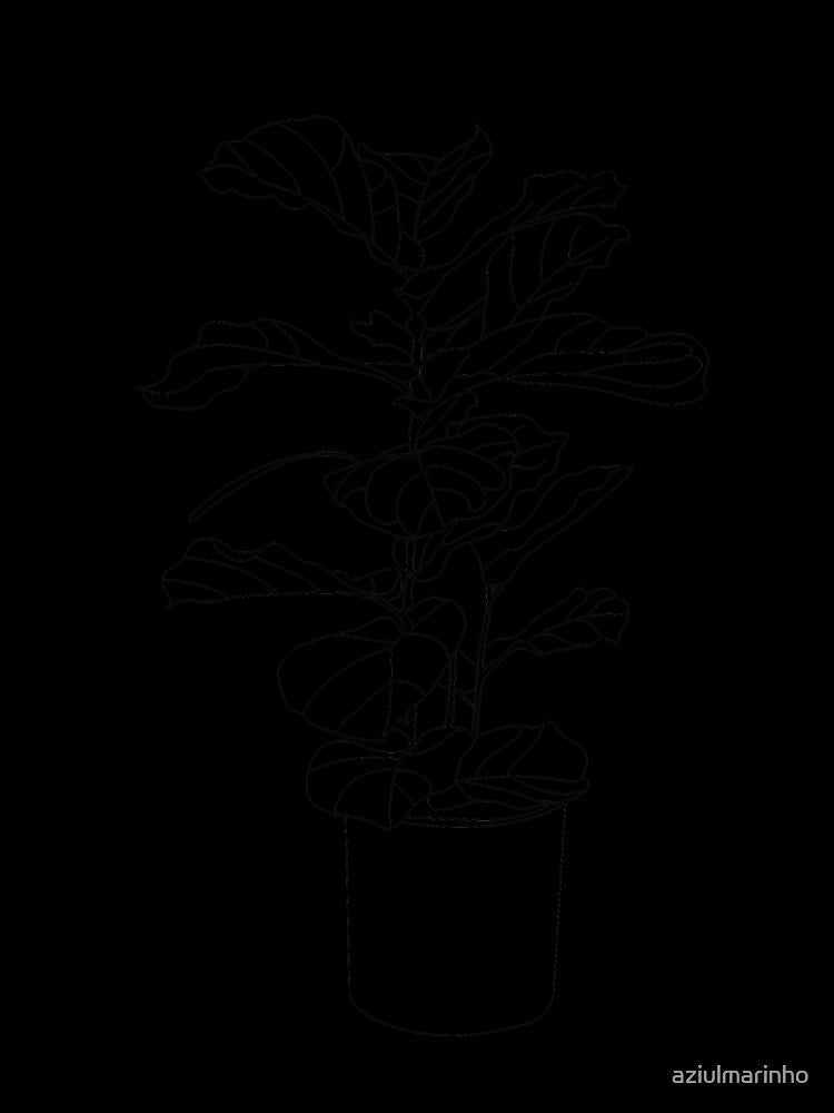 Ficus Lyrata fiddle leaf fig line art by aziulmarinho