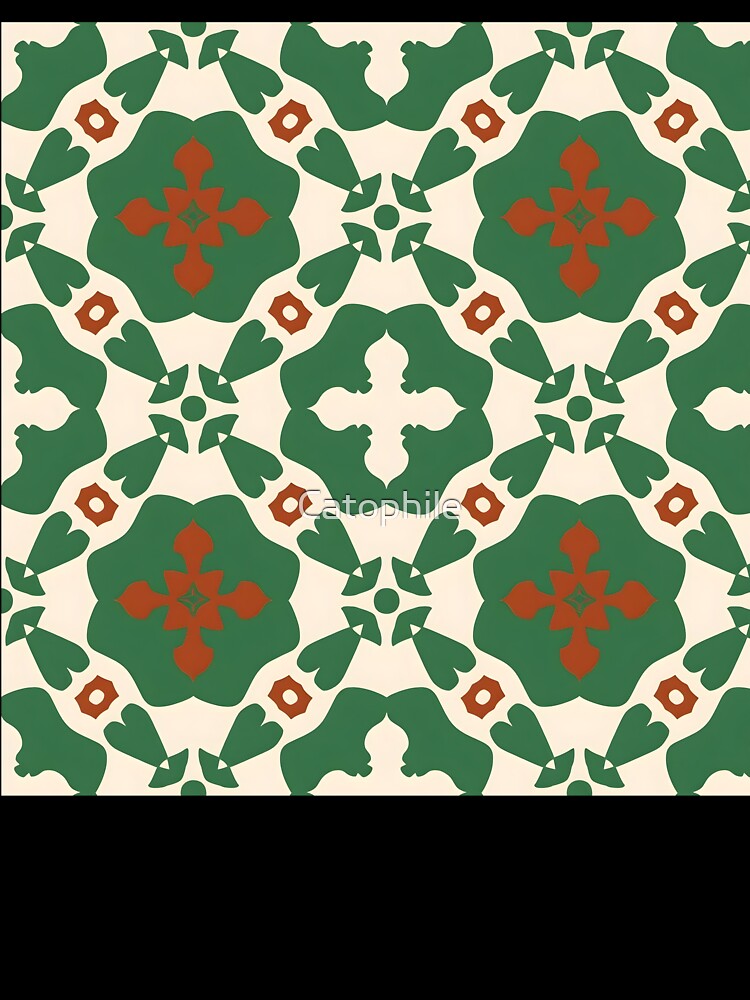 Aesthetic MATCHA Mosaic Beautiful Pattern pattern with flowers green by Catophile