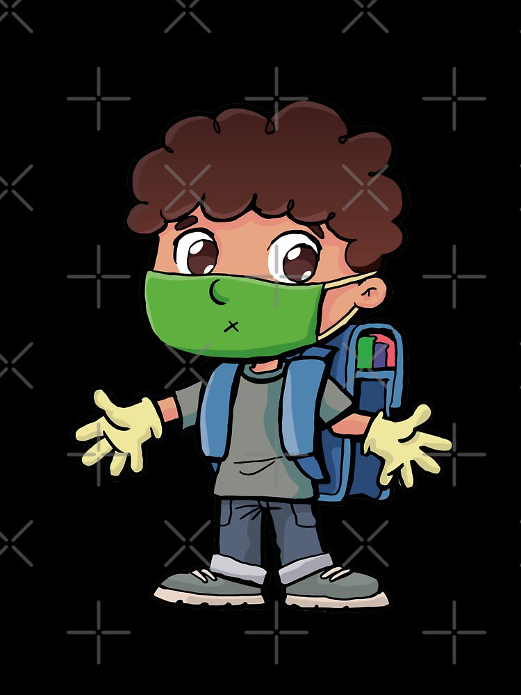 boy with a protective mask and gloves ready for school by duxpavlic