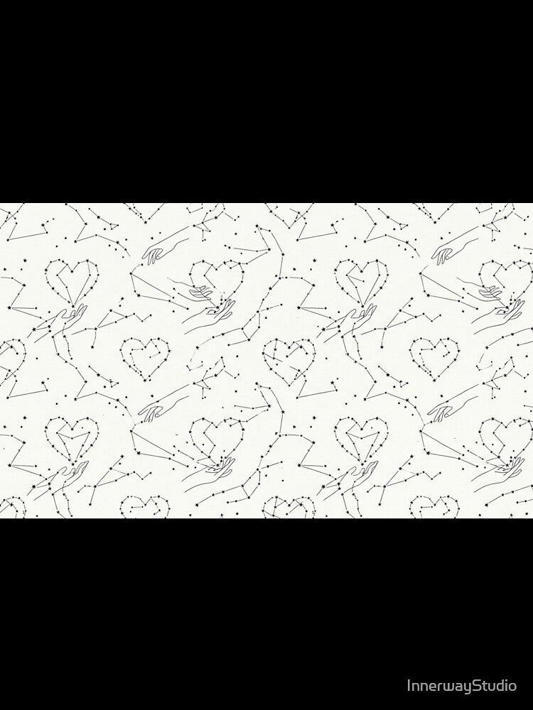 The Heart’s Constellation - Minimalist Star & Hand Blueprint Pattern by InnerwayStudio