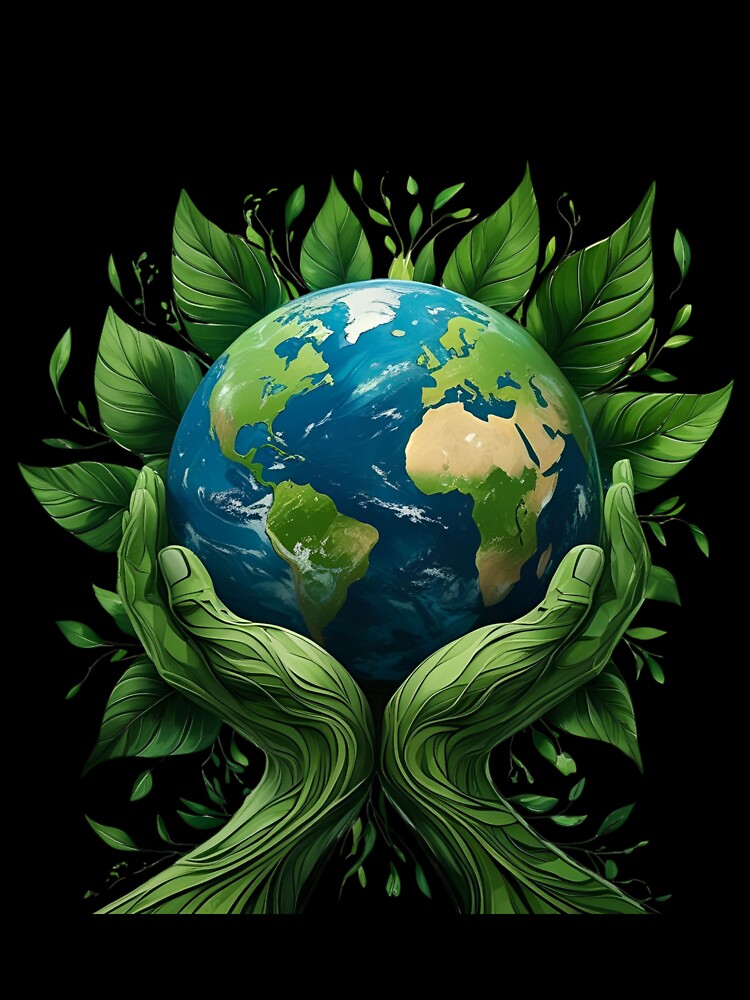 Earth First, Always – Eco-Friendly Planet and Leaf Illustration version 2 by modishwelt