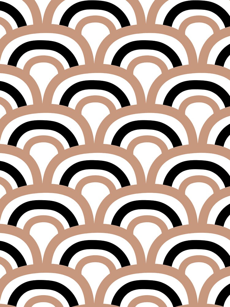 Tan Black and White Scallop stripe Pattern Pairs DE 2022 Popular Color Chinook Salmon DET456 by ColorOfTheYears