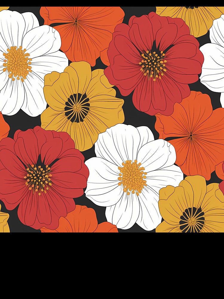 Floral pattern - orange, yellow, red and white flowers by Fantasy Cache