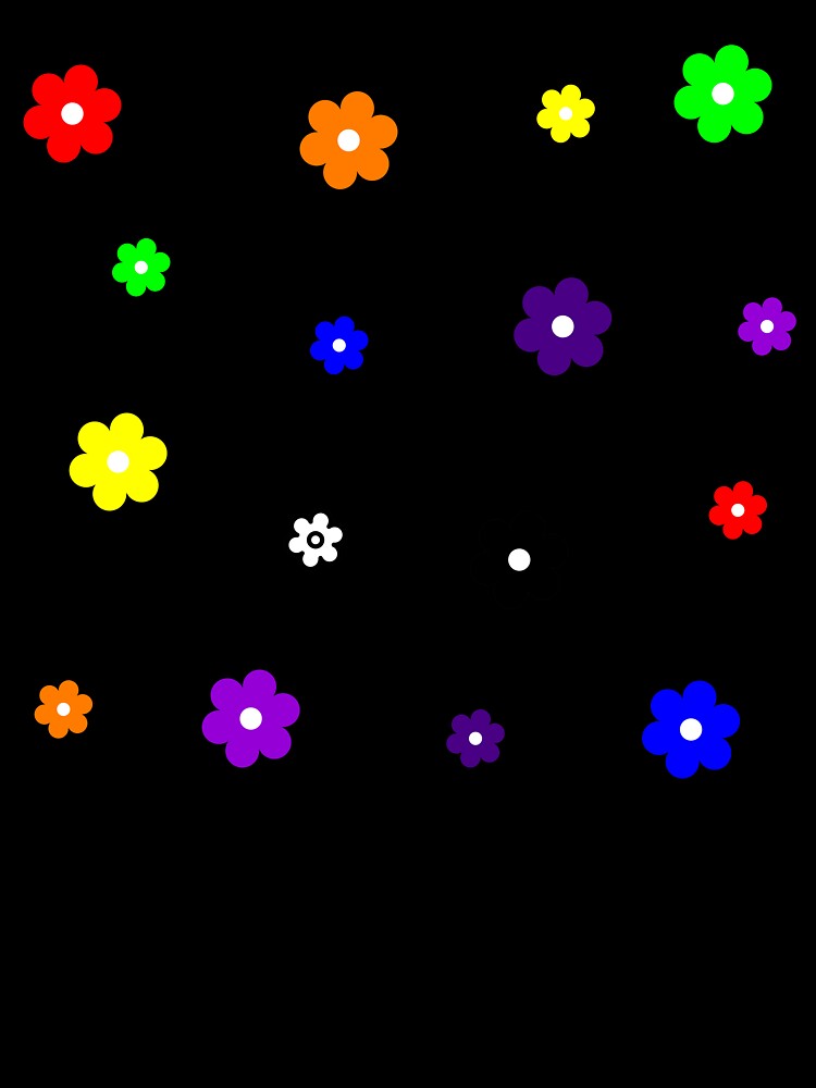 Bright Bold Retro Scattered Rainbow Flowers Pack by Aesthetic Crew