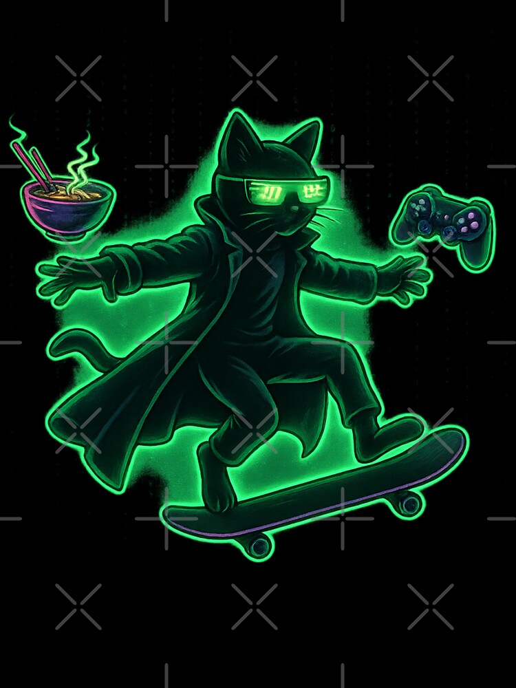 Meowtrix Reloaded 2– Glitch Cat in a Matrix-Inspired Cyber Aesthetic by NullandPrinted