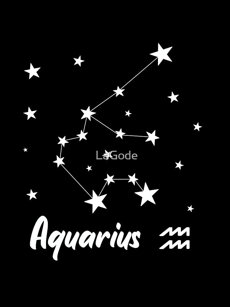 Aquarius Zodiac Star Constellation White Lines by LaGode
