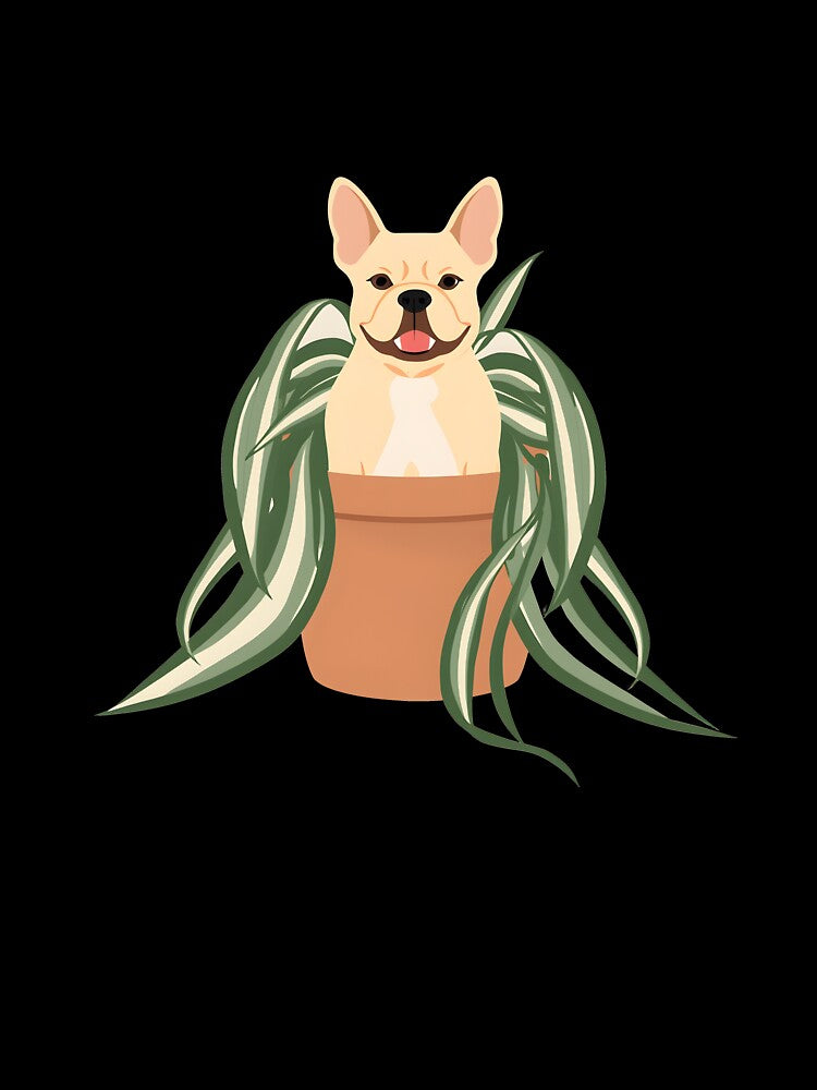 Frenchie & Spider Plant | Pet Safe Botanical Art by NavyB7480