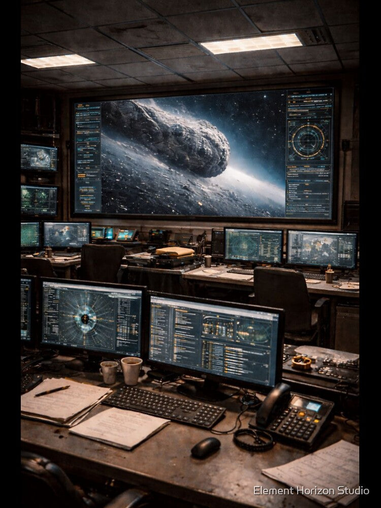 Asteroid Command Center Wall Art | Sci-Fi Mission Control Room Print by Element Horizon Studio