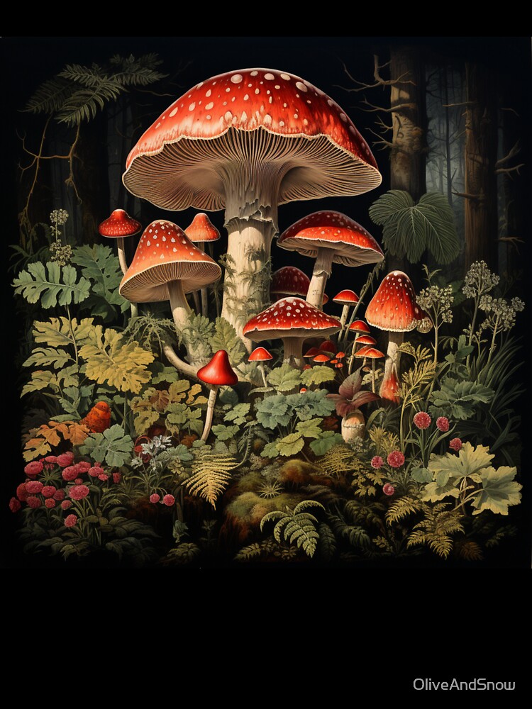 Enchanted Mushroom Forest Shroom Psychedelic Mushroom Electric Forest Red Mushroom Fairycore by OliveAndSnow